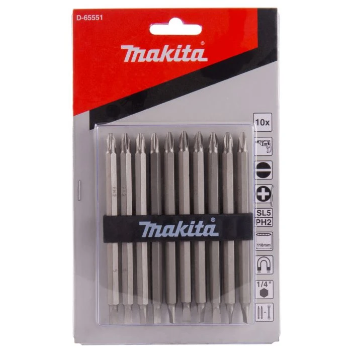 Makita D-65551 Schroefbit Dubbel PH2-SL5 110mm 10 Stuks 4 Makita D-65551 Schroefbit Dubbel PH2-SL5 110mm 10 Stuks - Afbeelding 2