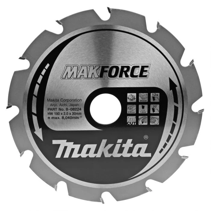 Makita B-08224 Zaagb Hout 190x30x2,0 12T 20g 3 Makita B-08224 Zaagb Hout 190x30x2,0 12T 20g