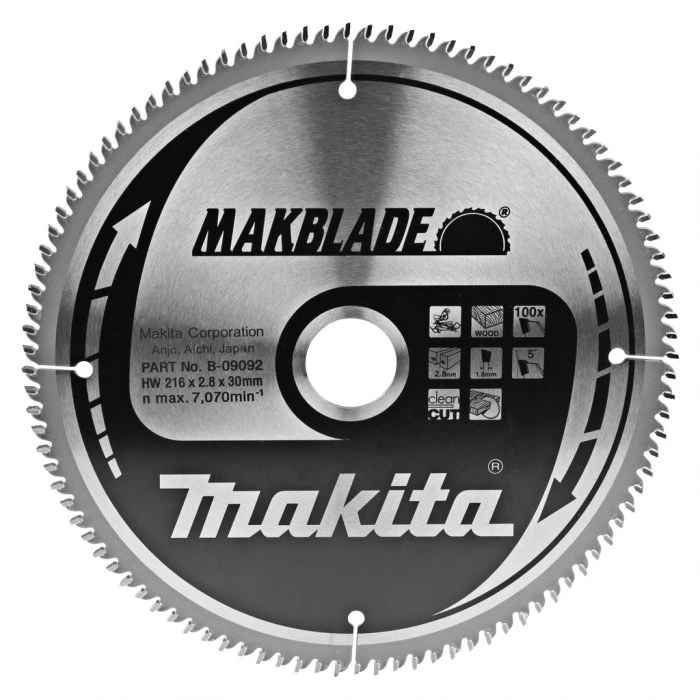 Makita B-09092 Zaagb Hout 216x30x2,1 100T 5g 3 Makita B-09092 Zaagb Hout 216x30x2,1 100T 5g