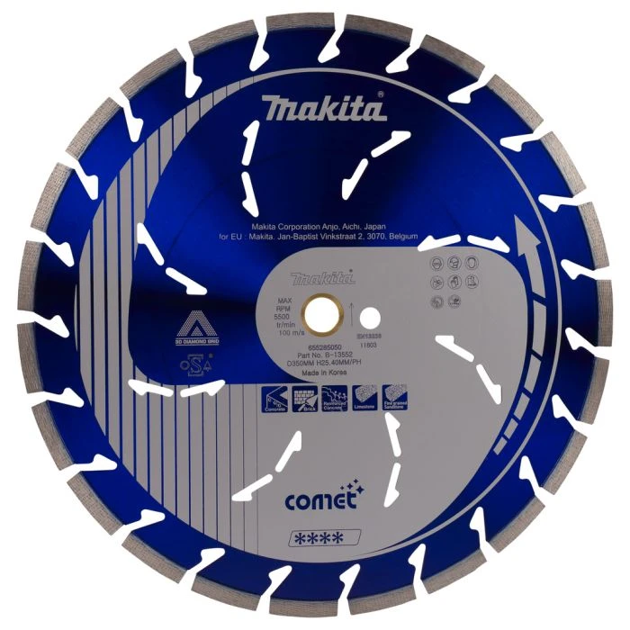 Makita B-13552 Diamantschijf 350x25,4x3,2mm Blauw 4 Makita B-13552 Diamantschijf 350x25,4x3,2mm Blauw - Afbeelding 2