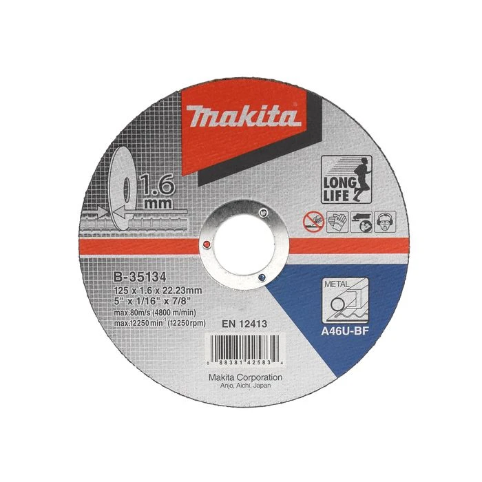 Makita B-35134 Doorslijpschijf 125x22,23x1,6mm Staal 4 Makita B-35134 Doorslijpschijf 125x22,23x1,6mm Staal - Afbeelding 2
