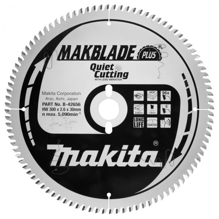 Makita B-42656 Tafelzaagblad MDF / Gemelamineerde Plaat 3 Makita B-42656 Tafelzaagblad MDF / Gemelamineerde Plaat