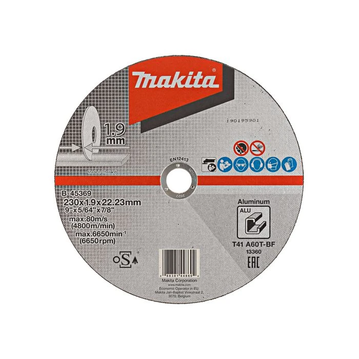 Makita B-45369 Doorslijpschijf 230x22,23x1,9mm Aluminium 3 Makita B-45369 Doorslijpschijf 230x22,23x1,9mm Aluminium
