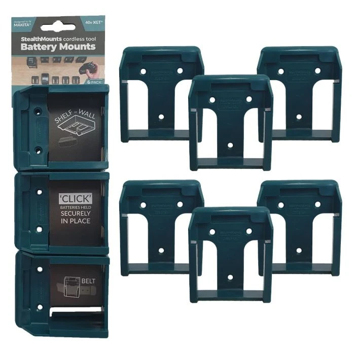 Stealth Mount Accuhouder Voor Makita 40V XGT, 6-pack Blauw 3 Stealth Mount Accuhouder Voor Makita 40V XGT, 6-pack Blauw