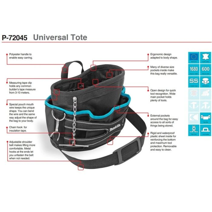Makita P-72045 Gereedschapstas Universeel 10 Makita P-72045 Gereedschapstas Universeel - Afbeelding 8
